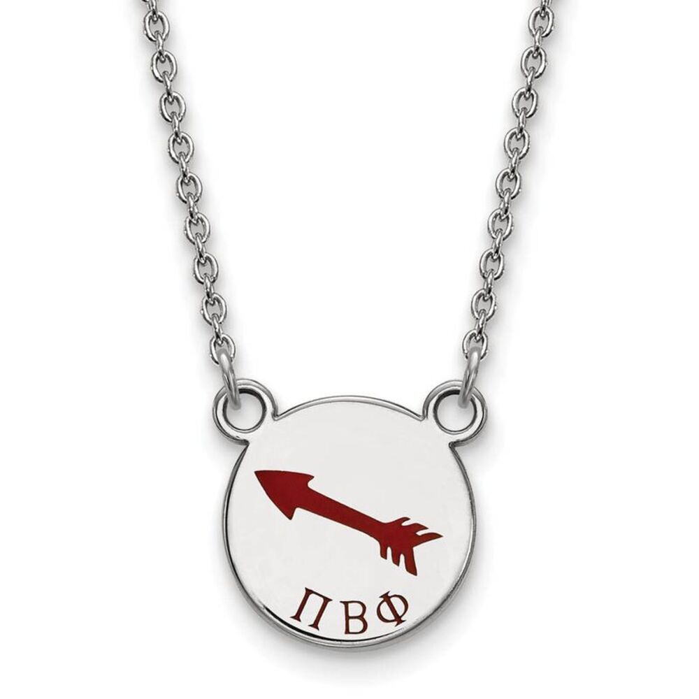 Sterling Silver Pi Beta Phi Small Enamel Necklace
